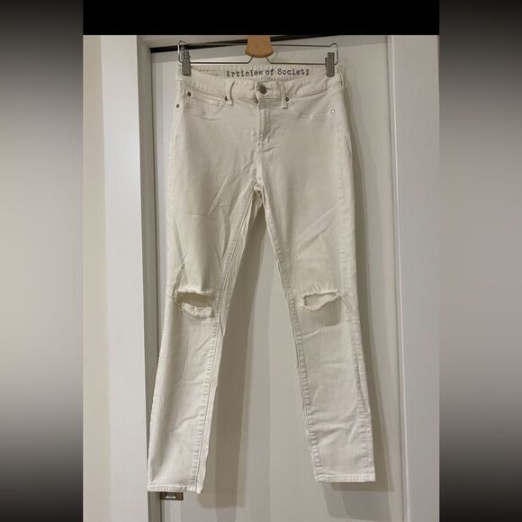 ARTICLES OF SOCIETY white skinny stretch distressed denim Jeans 28 - Picture 4 of 9